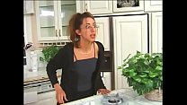 Brunette Kaylin shows a master class of anal sex with her boyfriend his friends in the kitchen